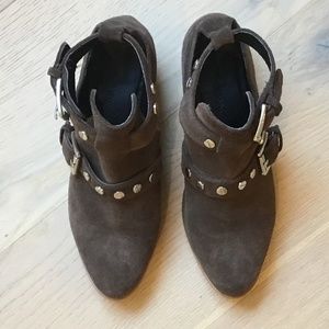 Rebecca Minkoff brown suede ankle studded boots